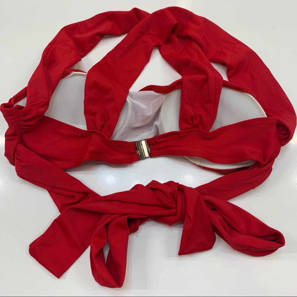 Womens Bikini Top Sexy Red Bandeau Wrap Around - Picture 2 of 5